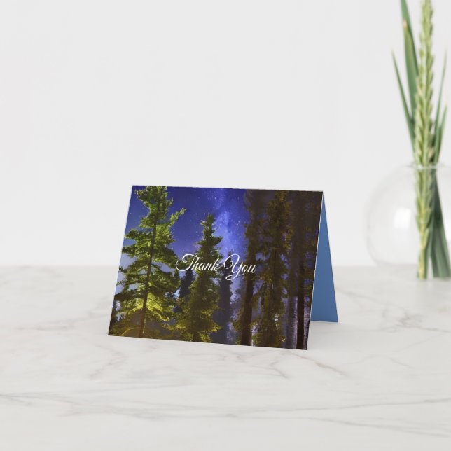 Carte De Remerciements Evergreens Au Feu De La Lune (Devant)