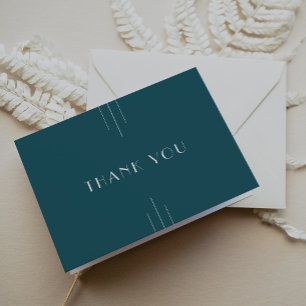 Carte De Remerciements EVERLY Simple Art Déco Paon Mariage Sarcelle
