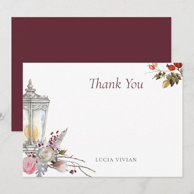 Carte De Remerciements Exemple de douche nuptiale florale rustique avec r (Devant / Derrière)