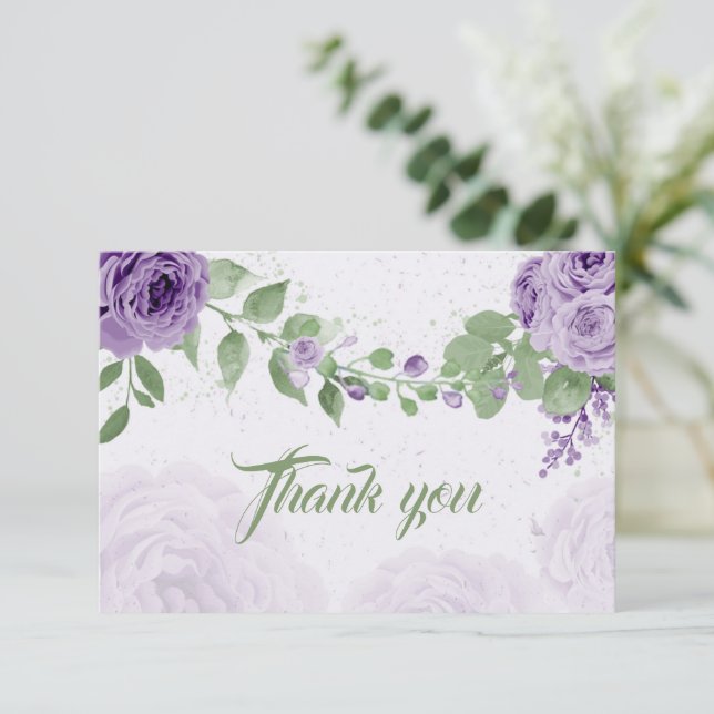 Carte De Remerciements extraordinaire fleurs violettes verdure botanique (Debout devant)