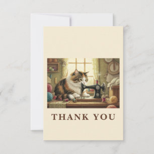 Carte De Remerciements Facilement Distrait Par Les Chats Et La Couture -