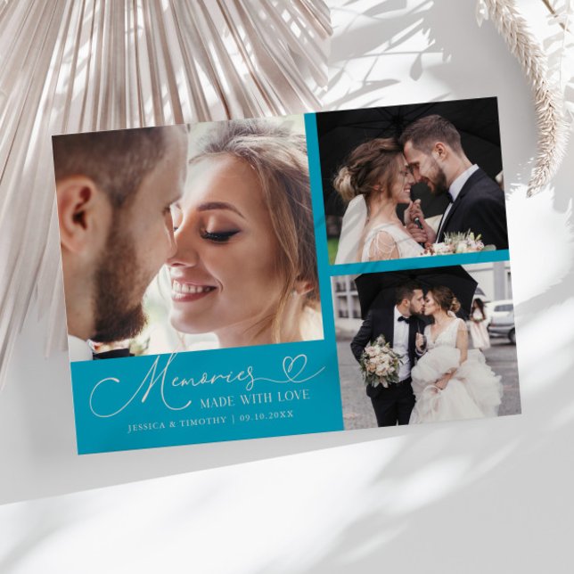 Carte De Remerciements Faire des souvenirs avec amour Mariage Aqua Multi  (Créateur téléchargé)