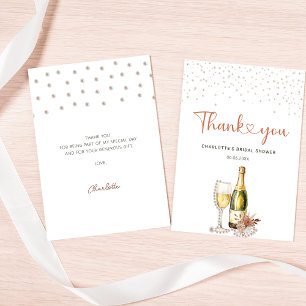 Carte De Remerciements Faire Mariage avec Perles et Prosecco