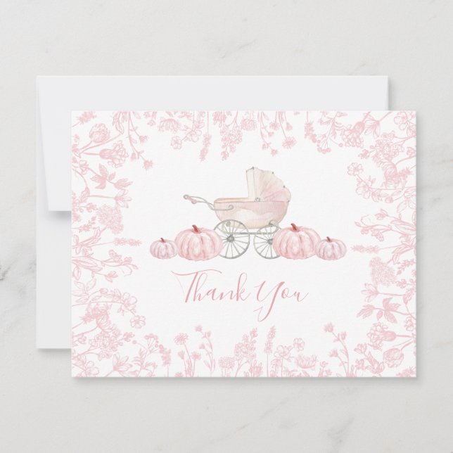 Carte De Remerciements Faire part de Baby Shower Chinoiserie Citrouille d (Devant)