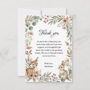 Carte De Remerciements Faire-part de naissance vert sauge forestier Cerf