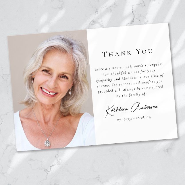 Carte De Remerciements Faire part de sympathie pour funérailles avec phot (Créateur téléchargé)