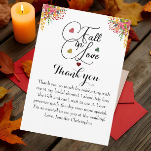 Carte De Remerciements Faire tomber en amour écriture Florale Mariage