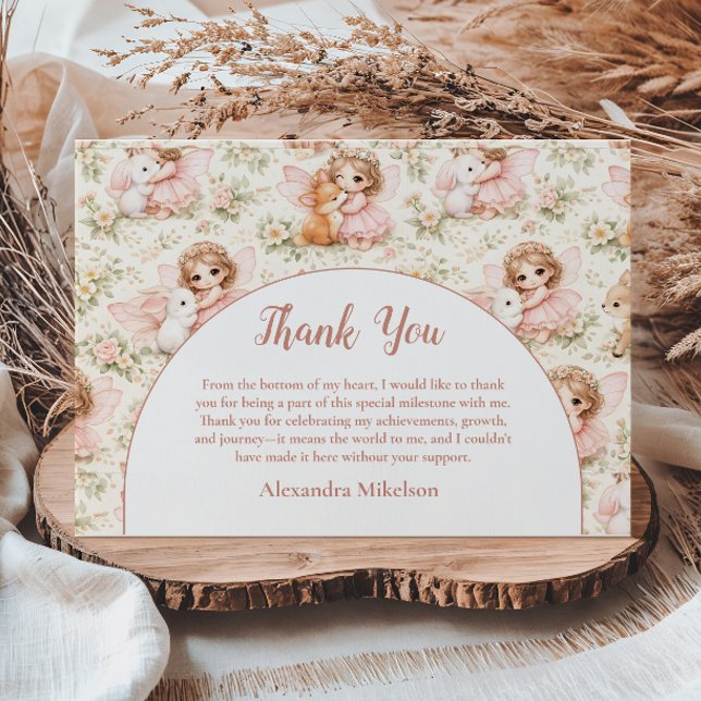 Carte De Remerciements Fairy 1st Birthday Enchanted Garden (Créateur téléchargé)