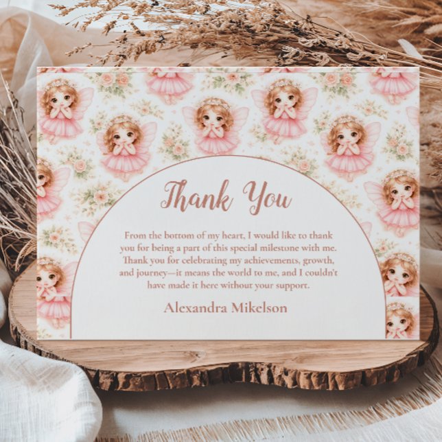 Carte De Remerciements Fairy 1st Birthday Pink Garden (Créateur téléchargé)