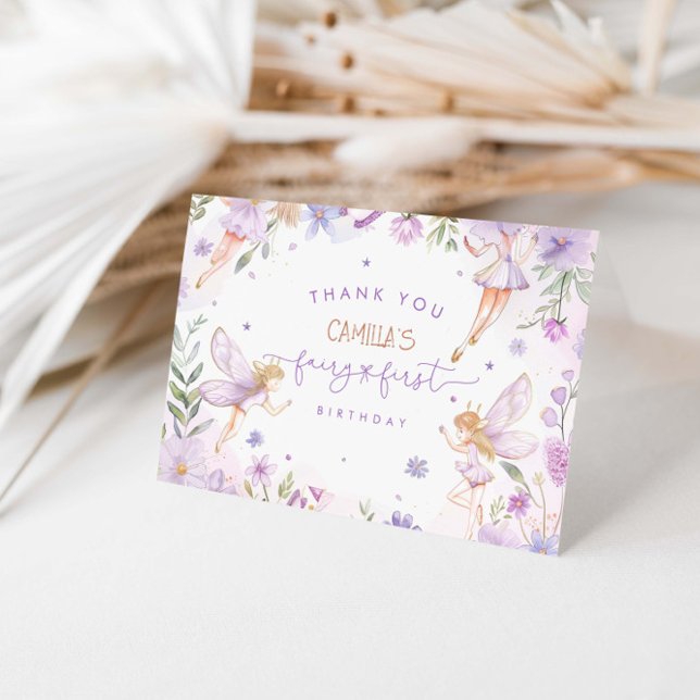 Carte De Remerciements Fairy First Girl Birthday Party (Créateur téléchargé)