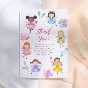 Carte De Remerciements Fairy Garden Watercolor Floral Girl Birthday Party
