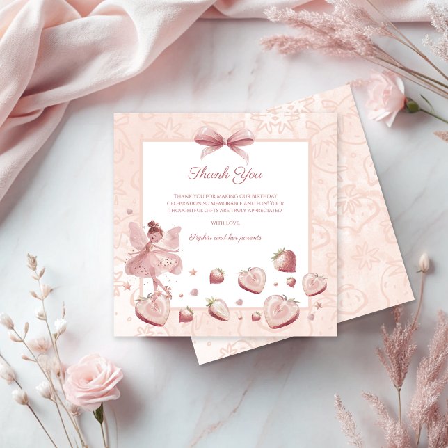 Carte De Remerciements Fairy Girl fraise Berry Joyeux anniversaire (Créateur téléchargé)
