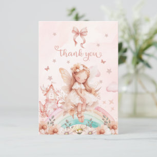 Carte De Remerciements Fairy Girl Magical Teapot Rainbow Photo Anniversai
