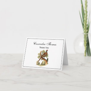 Carte De Remerciements Faisan ancien sur une branche avec dessin en coule