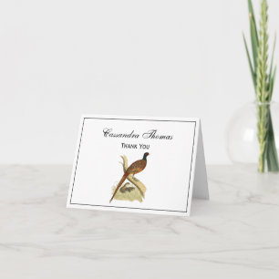 Carte De Remerciements Faisan vintage sur branche dessin d'oiseau de chas