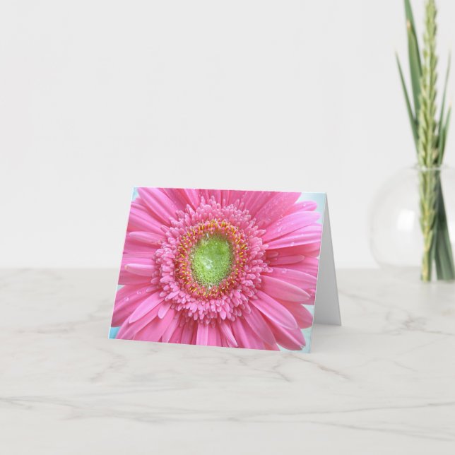 Carte De Remerciements Faisée de gerbera rose (Devant)