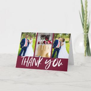 Carte De Remerciements Fall Burgundy Red Modern Photo Mariage