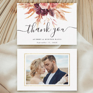 Carte De Remerciements Fall Burgundy Terracotta Floral Mariage Photo