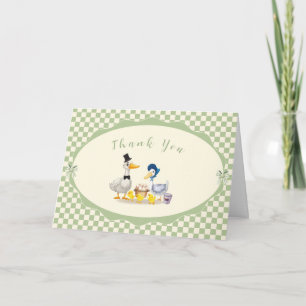 Carte De Remerciements Famille de petits canards Gingham Baby Shower