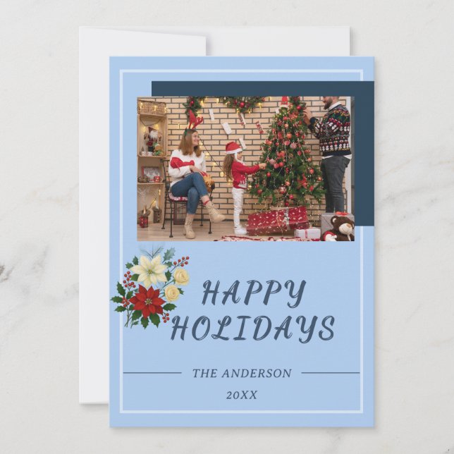 Carte De Remerciements “Family Christmas Card | Happy Holidays Photo Card (Devant)