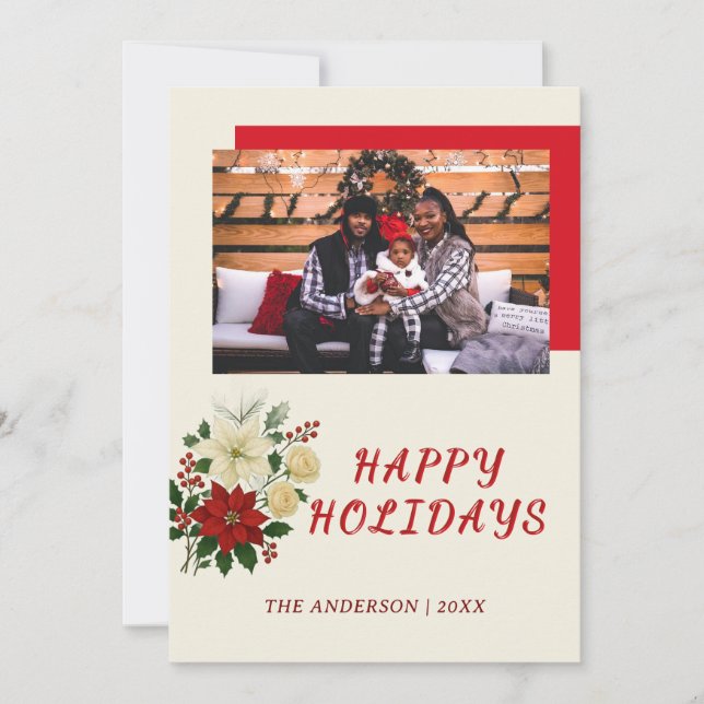 Carte De Remerciements “Family Christmas Card | Happy Holidays Photo Card (Devant)
