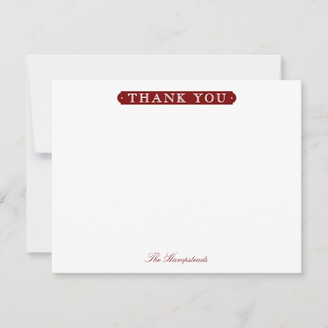 Carte De Remerciements Family or Couples Formal Dark Red Stationery (Devant)