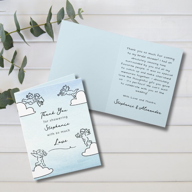 Carte De Remerciements Fantasque bleu mariage fait au ciel Baby Shower de (Créateur téléchargé)