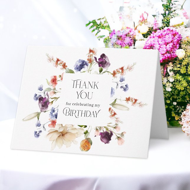 Carte De Remerciements Fantasy Floral Elegant Birthday Thank You Card (Créateur téléchargé)