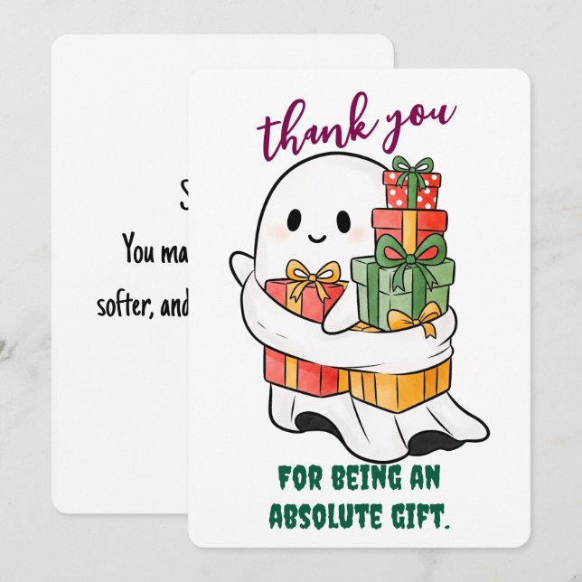Carte De Remerciements Fantôme Attachant Avec Cadeaux (Devant / Derrière)