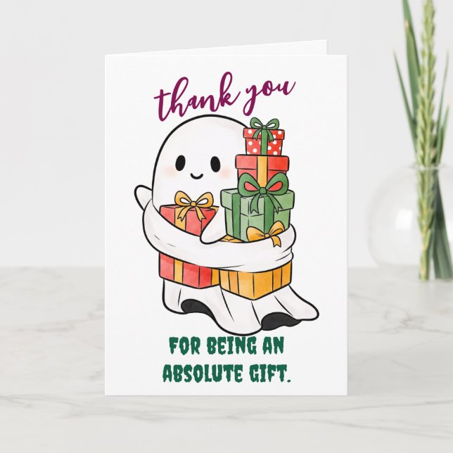 Carte De Remerciements Fantôme Attachant Avec Cadeaux (Devant)