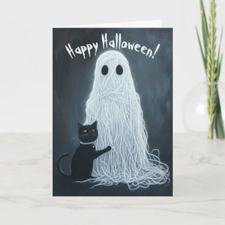 Carte De Remerciements Fantôme de fils et chat noir