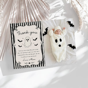 Carte De Remerciements Fantôme en vichy noir Halloween