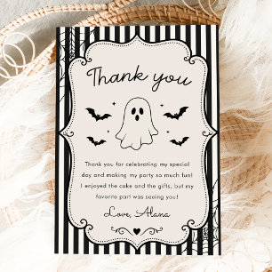 Carte De Remerciements Fantôme Gingham Noir Halloween