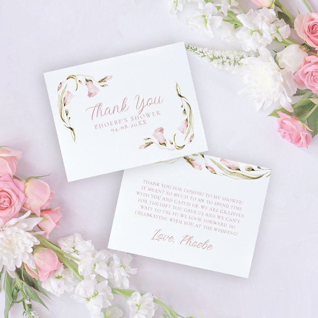 Carte De Remerciements Fard à joues aquarelle florale mariage plat (Créateur téléchargé)