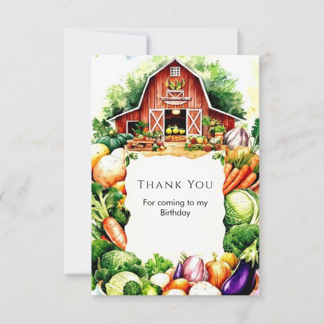 Carte De Remerciements Farmers de légumes colorés Marché Anniversaire (Devant)