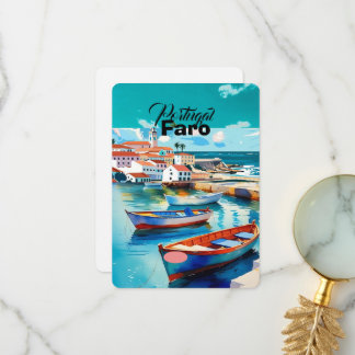 Carte De Remerciements Faro Portugal Travel Postcard Art, Portugal Travel