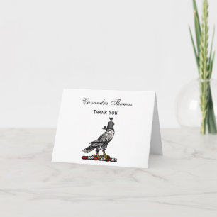 Carte De Remerciements Faucon de chasse héraldique portant une capuche de