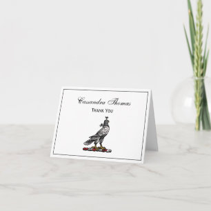 Carte De Remerciements Faucon de chasse héraldique portant une capuche de