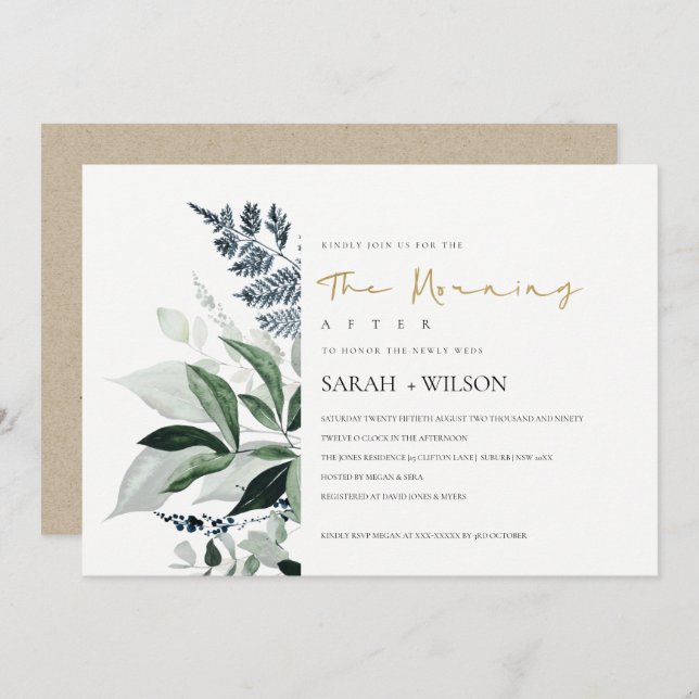 Carte De Remerciements Faune Tropicale Feuillée Verte Matin Après Invitat (Devant / Derrière)