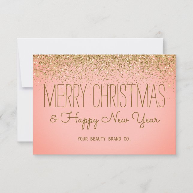 Carte De Remerciements Faux Glittery Rose Gold Noël (Devant)
