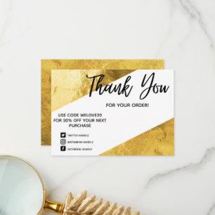 Carte De Remerciements Faux Gold Foil Média géométrique Insertion Remerci