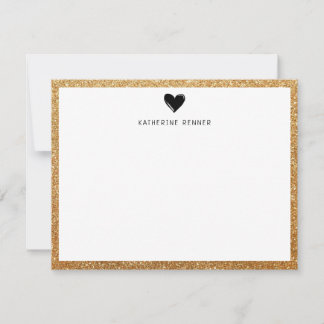 Carte De Remerciements Faux Gold Parties scintillant Bordure Coeur Person