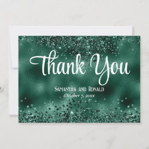 Carte De Remerciements Faux Green Parties scintillant et Foil Mariage Car