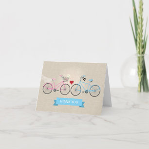 Carte De Remerciements Faux Lin Mariage Vélos Remerciements