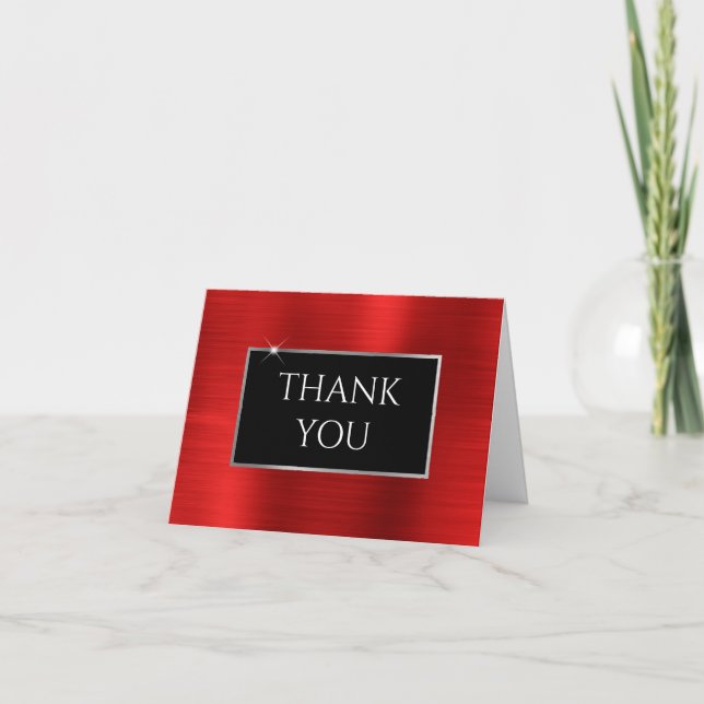 Carte De Remerciements Faux papier d'aluminium rouge (Devant)