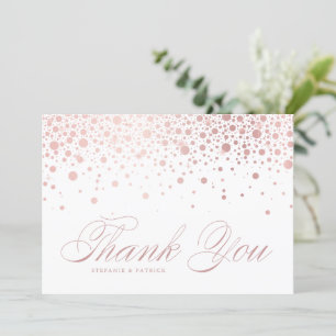Carte De Remerciements Faux Rose Gold Foil Confetti Dots Mariage