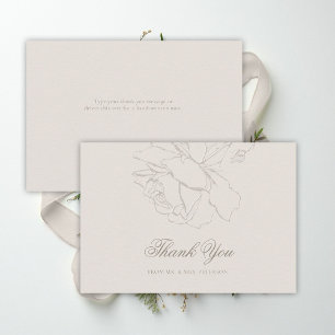 Carte De Remerciements Faux Roses En Relief Ecru Mariage Formel Classique