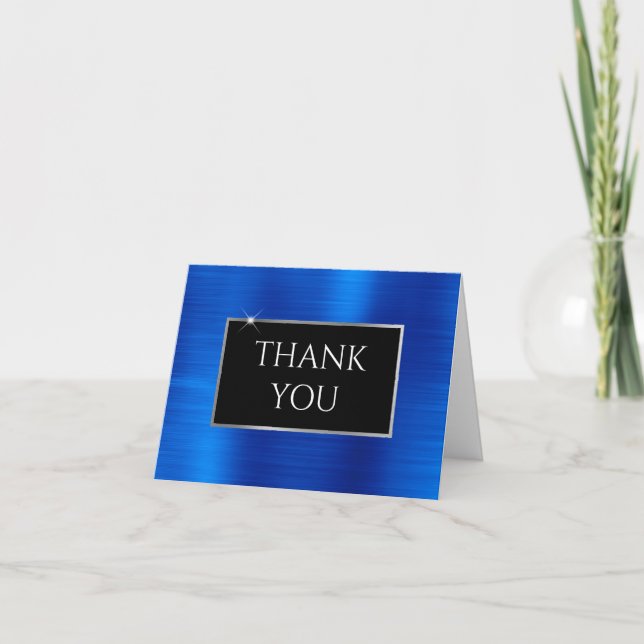Carte De Remerciements Faux Royal Blue Foil (Devant)