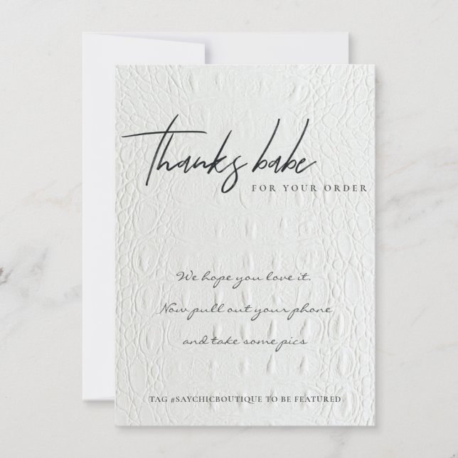 CARTE DE REMERCIEMENTS FAUX WHITE LEATHER CORPORATE BUSINESS LOGO (Devant)