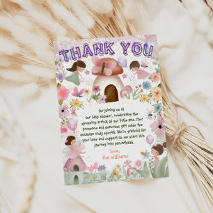 Carte De Remerciements Fée Baby Girl Shower Fête de thé Fleur